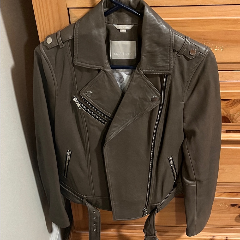 Soia & Kyo Taupe Leather Jacket